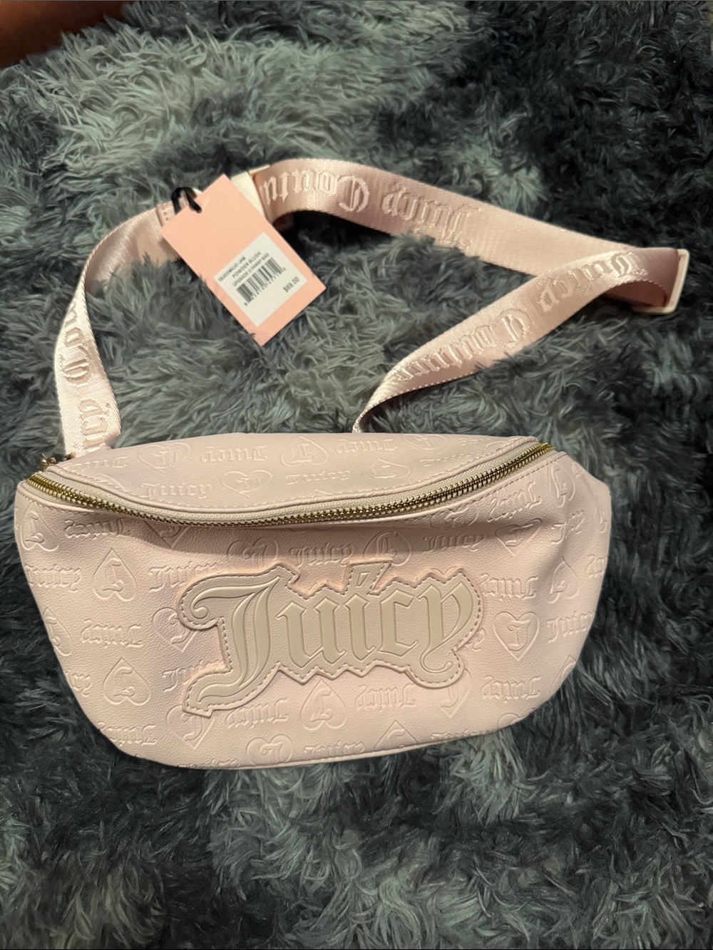 Juicy Couture Light Pink Embossed Logo Crossbody Belt Bag